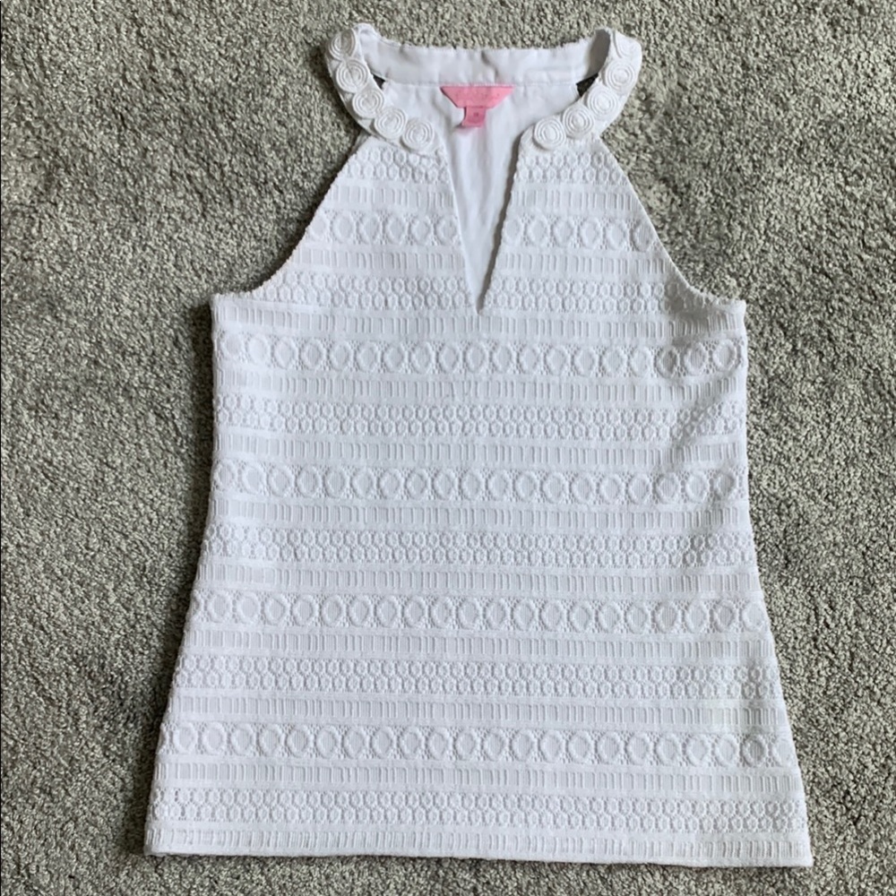 Lilly Pulitzer Arya White Lace Tank Top size xs feminine prep romantic